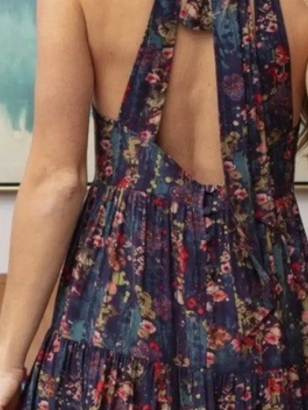 NATURAL LIFE “Hallie” Printed Halter Maxi Dress—XL - Picture 3 of 8